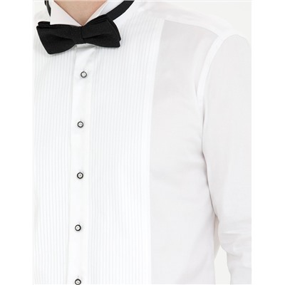 Beyaz Slim Fit Smokin Gömlek