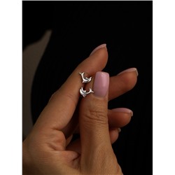 Серьги-пуссеты из серебра родированные - Дельфинчики 925 пробы 12-1424