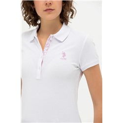 Kadın Beyaz Basic Polo Yaka Tişört
