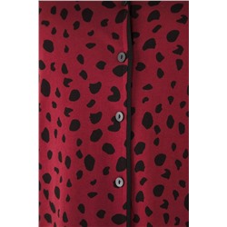 Bordo Kalpli Gömlek Yaka Örme Pijama Takımı TBBAW23AI00015