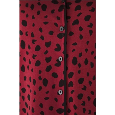 Bordo Kalpli Gömlek Yaka Örme Pijama Takımı TBBAW23AI00015