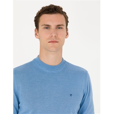Mavi Melanj Slim Fit Yarım Balıkçı Yaka Basic Triko Kazak
