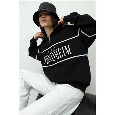 TUBİAŞardonlu Yarım Fermuarlı Baskılı Sweatshirt
