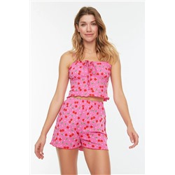 TRENDYOLMİLLA Çok Renkli Kirazlı Pamuklu Atlet-Şort Örme Pijama Takımı THMSS22PT0649