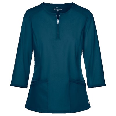 Butter-Soft Scrubs by UA™ 3/4 Sleeve Zip Front Scrub Top