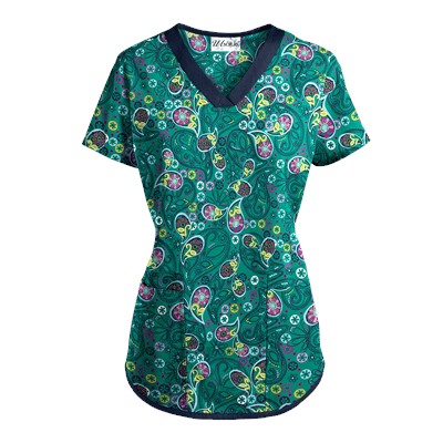 UA Pretty Persian Rain Forest Print Scrub Top