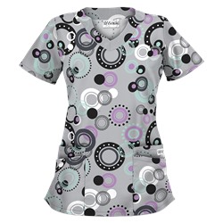 UA Round And Round Silver Print Scrub Top