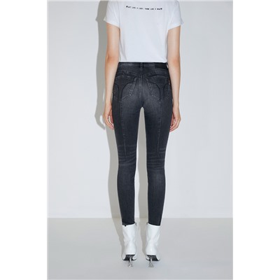 Vaquero skinny push-up de tiro alto Negro