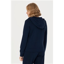 Kadın Lacivert Kapüşonlu Basic Sweatshirt