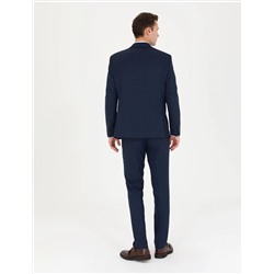 Kareli Lacivert Slim Fit Takım Elbise