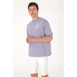 Erkek Oversize Fit Bisiklet Yaka Gri Tişört