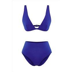 TRENDYOLMİLLA Saks Üçgen Yüksek Bel Bikini Takımı TBESS25BT00185