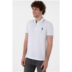 Erkek Slim Fit Polo Yaka Beyaz Basic Tişört
