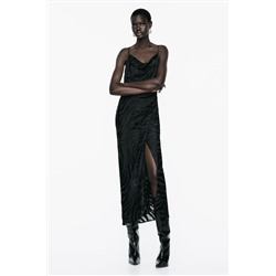 ANIMAL JACQUARD MIDI SLIP DRESS
