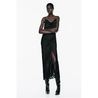 ANIMAL JACQUARD MIDI SLIP DRESS
