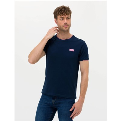 Lacivert Slim Fit Bisiklet Yaka Tişört