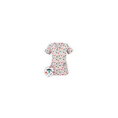 UA Sweet Monkey White Print Scrub Top