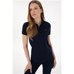 Kadın Lacivert Basic Polo Yaka Tişört