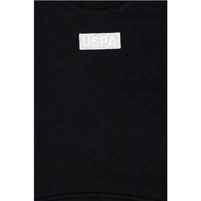 Kız Çocuk Siyah Basic Bisiklet Yaka Sweatshirt