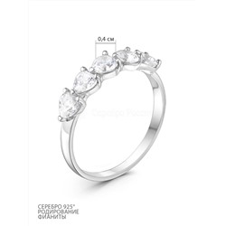 Кольцо из серебра с фианитами родированное 925 пробы К-7305р200