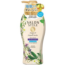 KOSE SALON STYLE air in smooth Кондиционер разглаживающий, с экстрактами 5 трав для поврежденных тусклых волос, без силикона бутылка-дозатор 500 мл