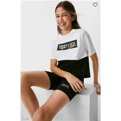 Set - Kurzarmshirt und Radlerhose - 2 teilig - Glanz-Effekt