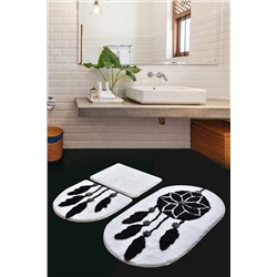 Chilai Home Rüya Siyah 3 Lu Set Klozet Takımı, Banyo Paspas Seti Halısı 8682125935683