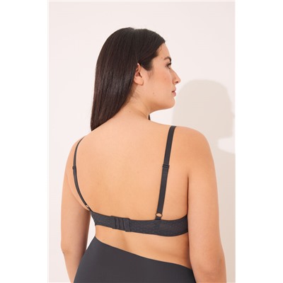 GORGEOUS Sujetador push up relleno encaje tul plumeti gris