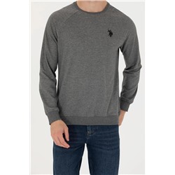 Erkek Antrasit Melanj Bisiklet Yaka Basic Sweatshirt