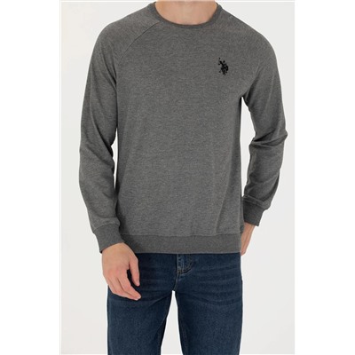 Erkek Antrasit Melanj Bisiklet Yaka Basic Sweatshirt