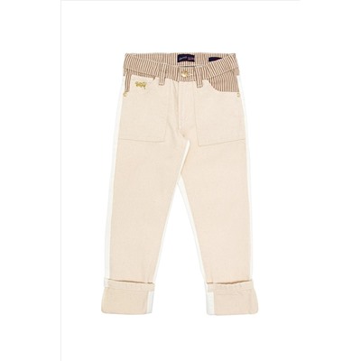 Kız Çocuk Krem Jean Pantolon