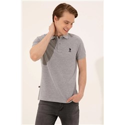 Erkek Gri Melanj Basic Polo Yaka Tişört