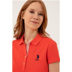 Kadın Kırmızı Basic Polo Yaka Tişört