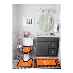Doruklar Home Collection Yıkanabilir Kaymaz Tabanlı Dekoratif Desenli 3 Lü Klozet Takımı Banyo Paspas Seti KT-045