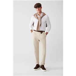 Avva Erkek Bej Yanı Lastikli Yumuşak Tuşeli Slim Fit Chino Pantolon A32Y3002
