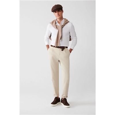 Avva Erkek Bej Yanı Lastikli Yumuşak Tuşeli Slim Fit Chino Pantolon A32Y3002