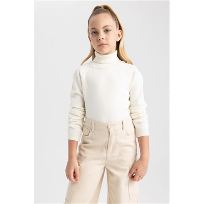 Defacto Kız Çocuk Regular Fit Balıkçı Yaka Kazak R1953A623WN