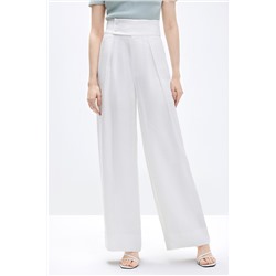 Pantalón palazzo de tiro alto Blanco