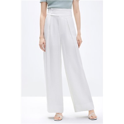 Pantalón palazzo de tiro alto Blanco