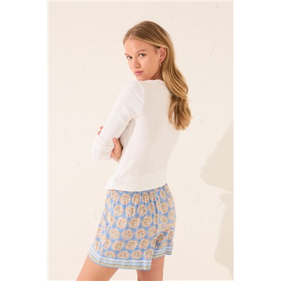 Pantalón corto viscosa estampado azul