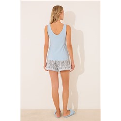 Pijama corto tirantes algodón paisley azul