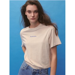 Baumwoll-T-Shirt mit Aufschrift
