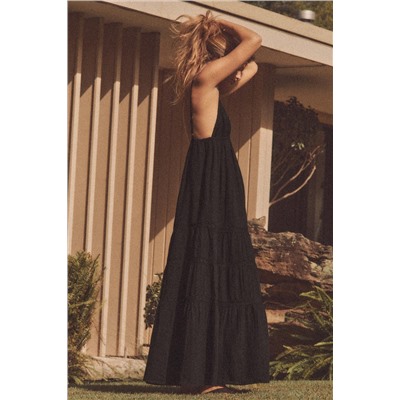 EMBROIDERED GAUZE MIDI DRESS