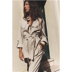 LINEN-BLEND SAFARI SHIRT