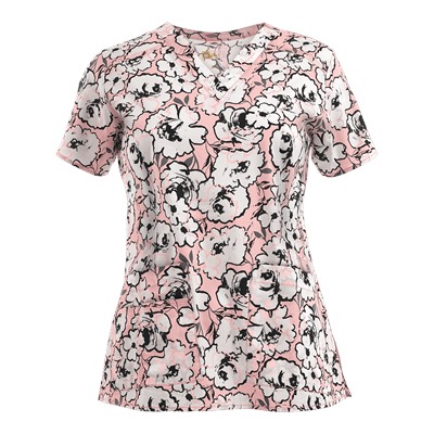 WonderWink Scrubs WonderFLEX En Rose Print Top