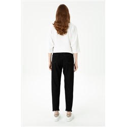 Kadın Siyah Mom High Waist Fit Jean Pantolon