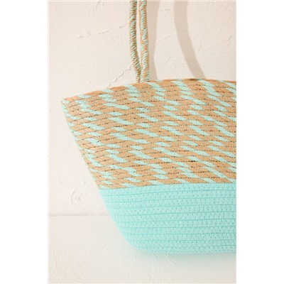 Bolso capazo rafia verde logo