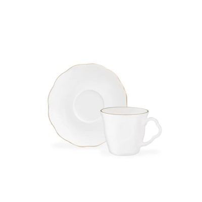 Vela 6 Kişilik 12 Parça Kahve Fincan Takımı - Beyaz/Gold - 90 ml