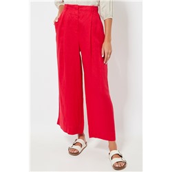 Pantalón wide leg de lino cintura alta - Rojo