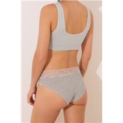 Braga ancha algodón print y encaje gris